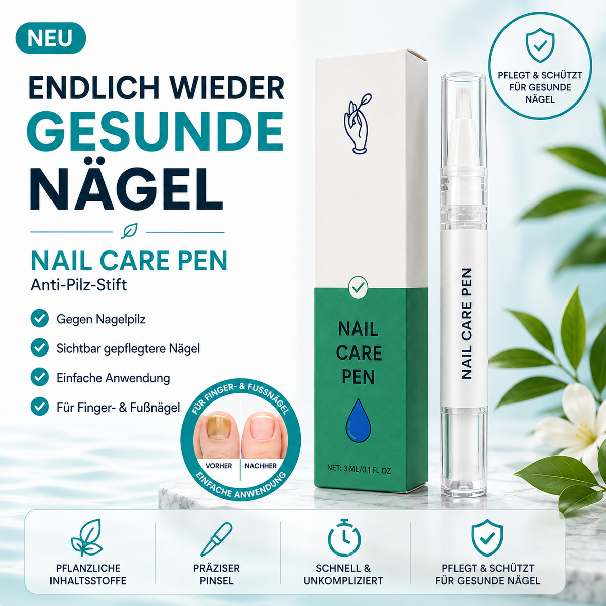 Anti-Pilz Pflegestift für schöne, gesund aussehende Nägel